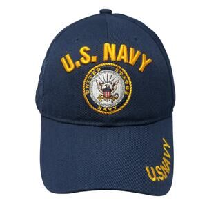 U.S. Navy Strapback Baseball Cap Blue One Size Adjustable Embroidered JWM